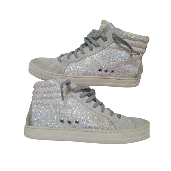 P448 Skate Glitter Mid Top Zip Women's Size 37 / US 6 High Top Sneaker VGUC - Picture 1 of 11